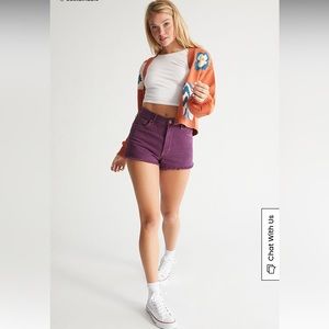 PacSun Eco Violet High Waisted Denim Festival Shorts 22 00 xxs